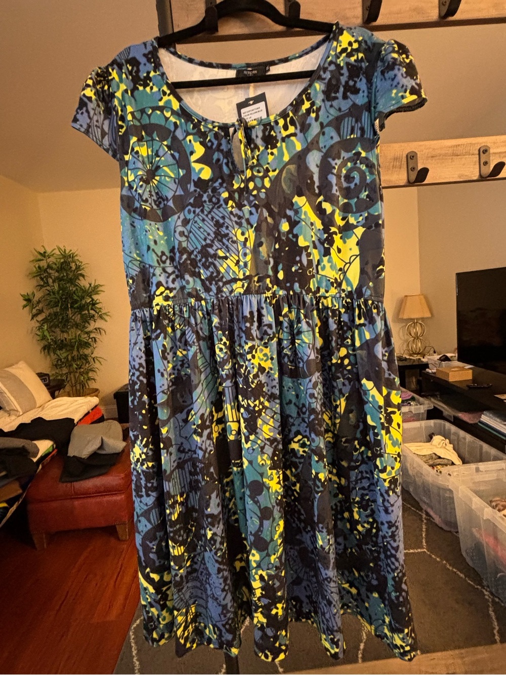 Reborn Blue & Yellow Patterned Short Sleeve Kids Dress
